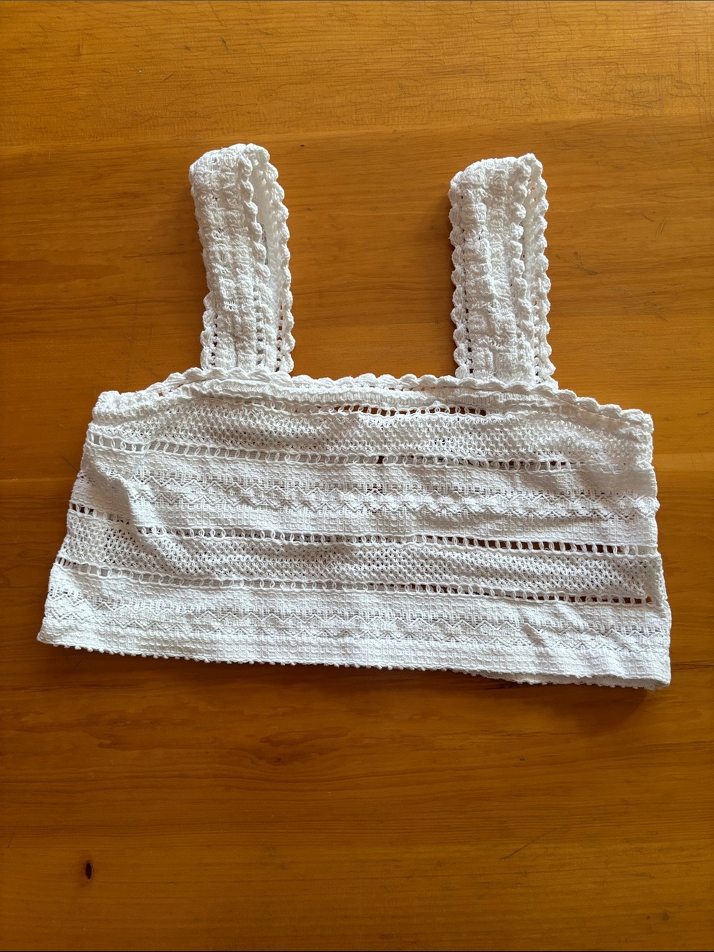 Aerie White Crochet Lace Crop Tank
